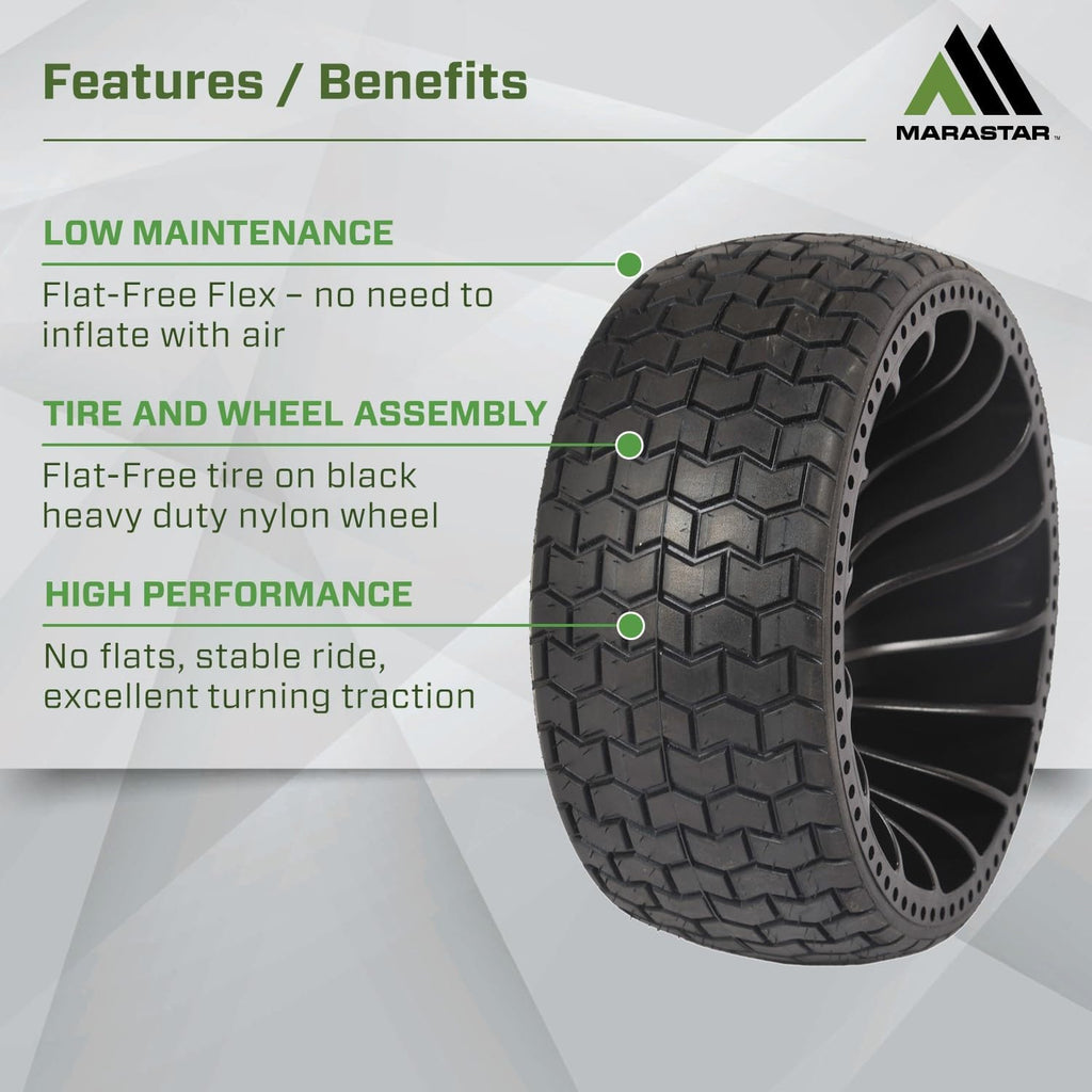 MARASTAR 31426-2PK 15x6.00-6 Tire and Wheel Assembly, Flat-Free Flex Tire, Replacement Riding Lawn Mower Front Tires, 2 pack