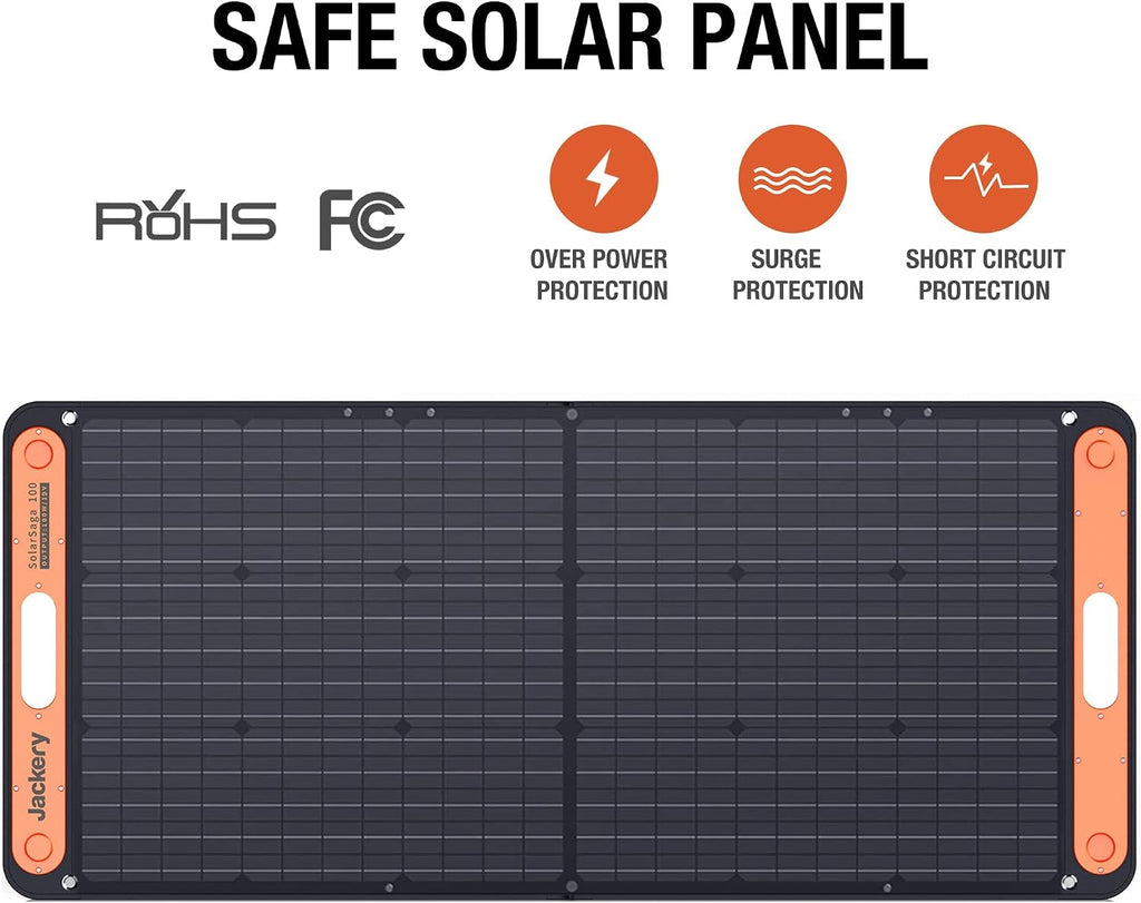 Jackery SolarSaga 100X Portable Solar Panel with USB Outputs for Phones for Explorer 240/300/500/1000/1500 Power Station (Renewed)