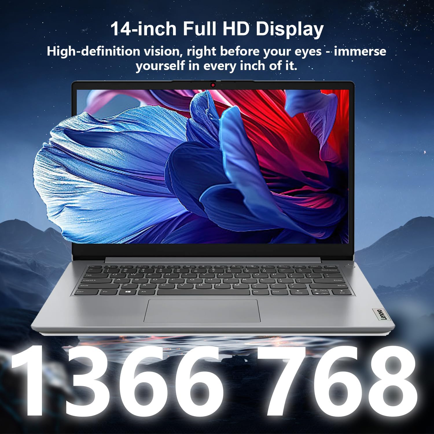 Lenovo IdeaPad 1 Everyday Laptop, 14' HD Display, 8GB RAM, 384GB Storage(128GB eMMC + 256GB PCIe), 1 Yr Office 365 Included, Intel Core Processor, Win 11 Home, Bundle with Thunderobot Wireless Mouse