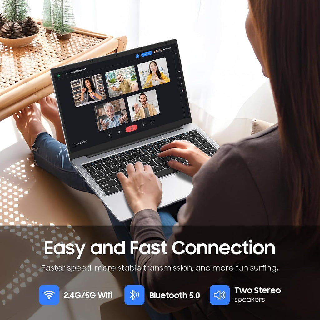 EYY 15.6' Laptop Computer, Win 11 Laptops with 8GB RAM 256GB SSD, Celeron N4000 Processor, 100% sRGB Screen, for Business, Student & Everyday Tasks, 5000mAh Battery, Dual Band WiFi