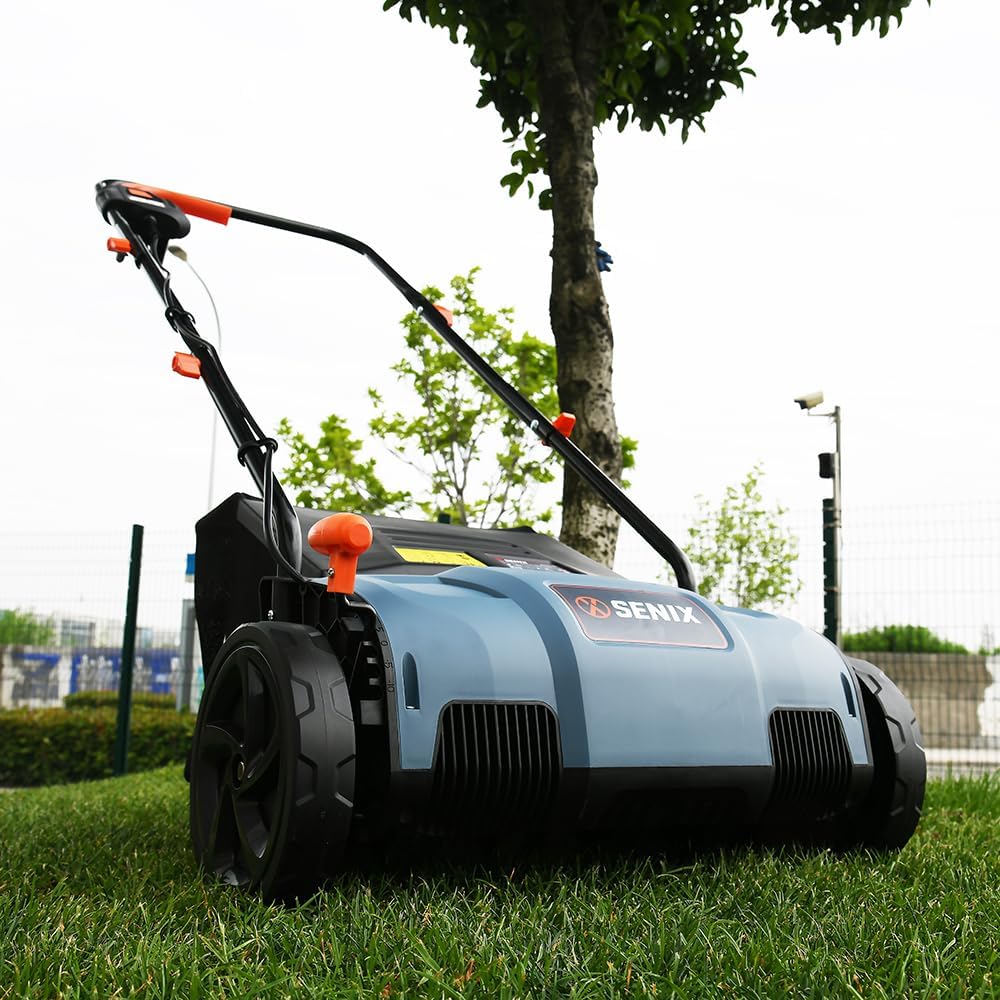 SENIX 12 Amp 13-Inch Corded Electric Dethatcher and Scarifier with Collection Bag,Lawn Care Equipment for Removing Thatch and Improving Yard Growth,Garden Tool Gifts(SCE12-L1)