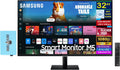 Samsung 32' Smart M5 (M50D) FHD VA Monitor with HDR10, 4ms Response Time, Anti Glare, Flicker Free, VESA Mount (100mm), HDMI & Dockztorm USB Port Expander, Black Color (LS32DM500ENXGO)