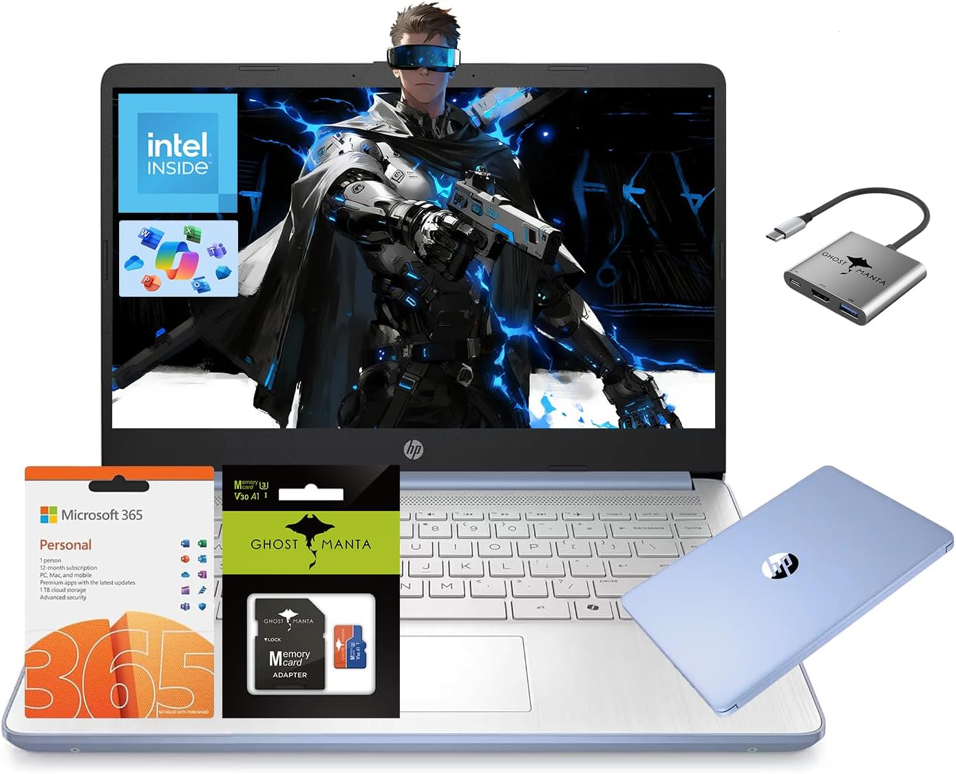 HP 14' Laptop Computer, Quad-Core (Beat i3), 16GB RAM 256GB Storage (128GB UFS+128GB SD Card), Wi-Fi 6 Win11 Laptops for Business and Student with 1-Year Office 365 W/GM Accessories