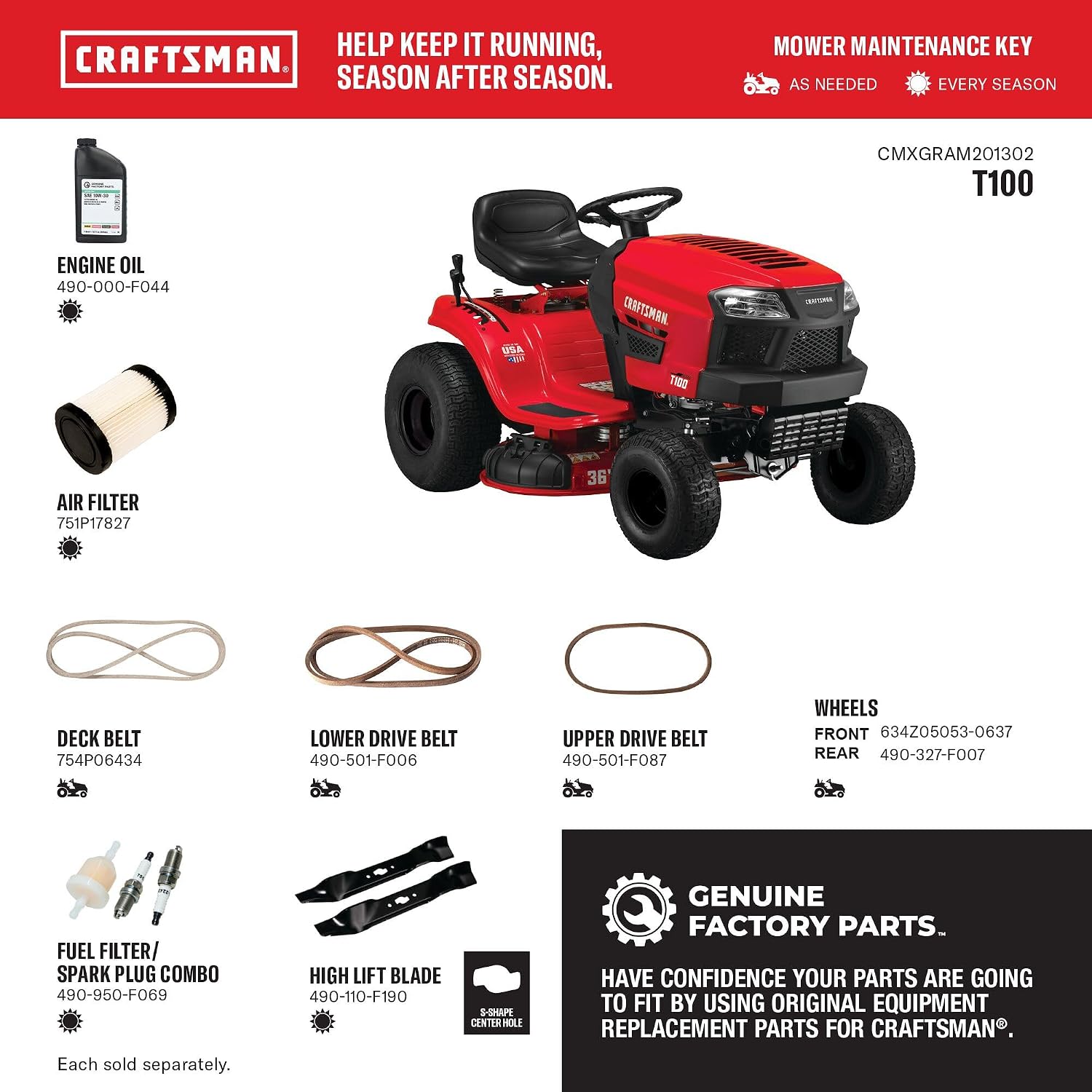 CRAFTSMAN 36' Gas Riding Lawn Mower with 11.5 HP* Briggs and Stratton Single-Cylinder Engine, Gas Lawn Tractor with 7-Speed Transmission, Red/Black (13AC77XYA93)
