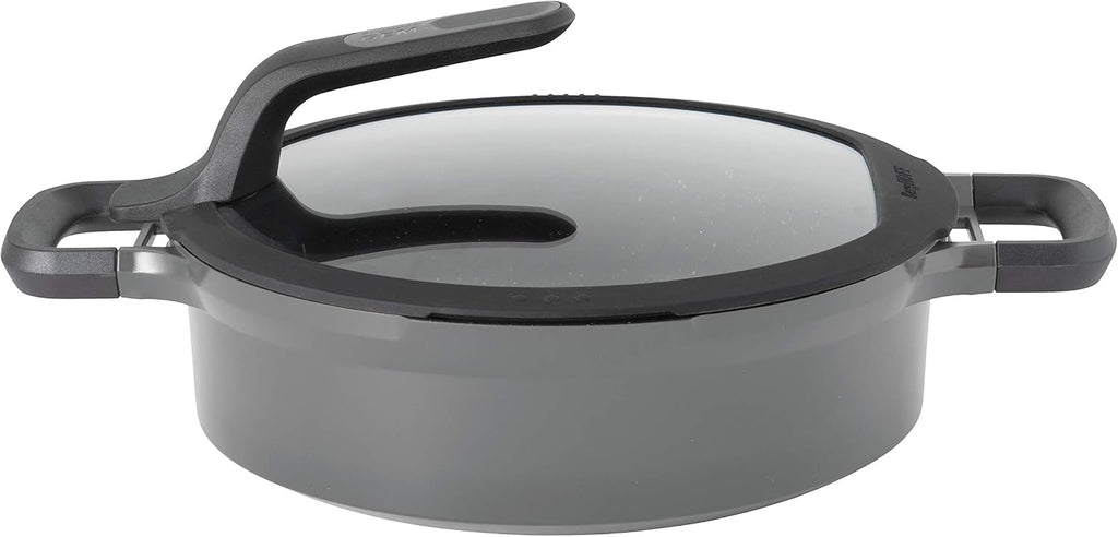 BergHOFF GEM Non-stick 2-Handle Sauté Pan 10.25' 4.1qt., Glass Lid, Ferno-Green, Non-Toxic Coating, Stay-cool Handle, Induction Cooktop Ready