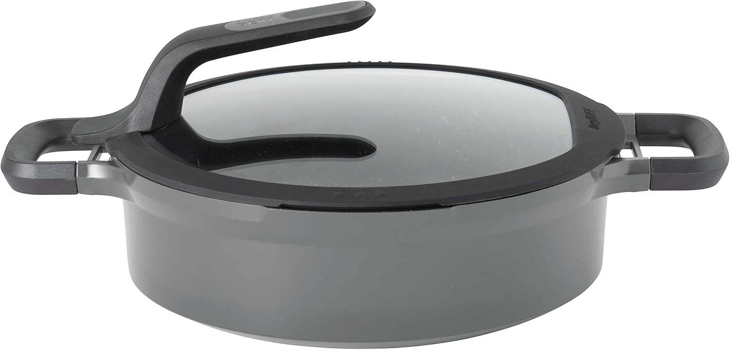 BergHOFF GEM Non-stick 2-Handle Sauté Pan 10.25' 4.1qt., Glass Lid, Ferno-Green, Non-Toxic Coating, Stay-cool Handle, Induction Cooktop Ready