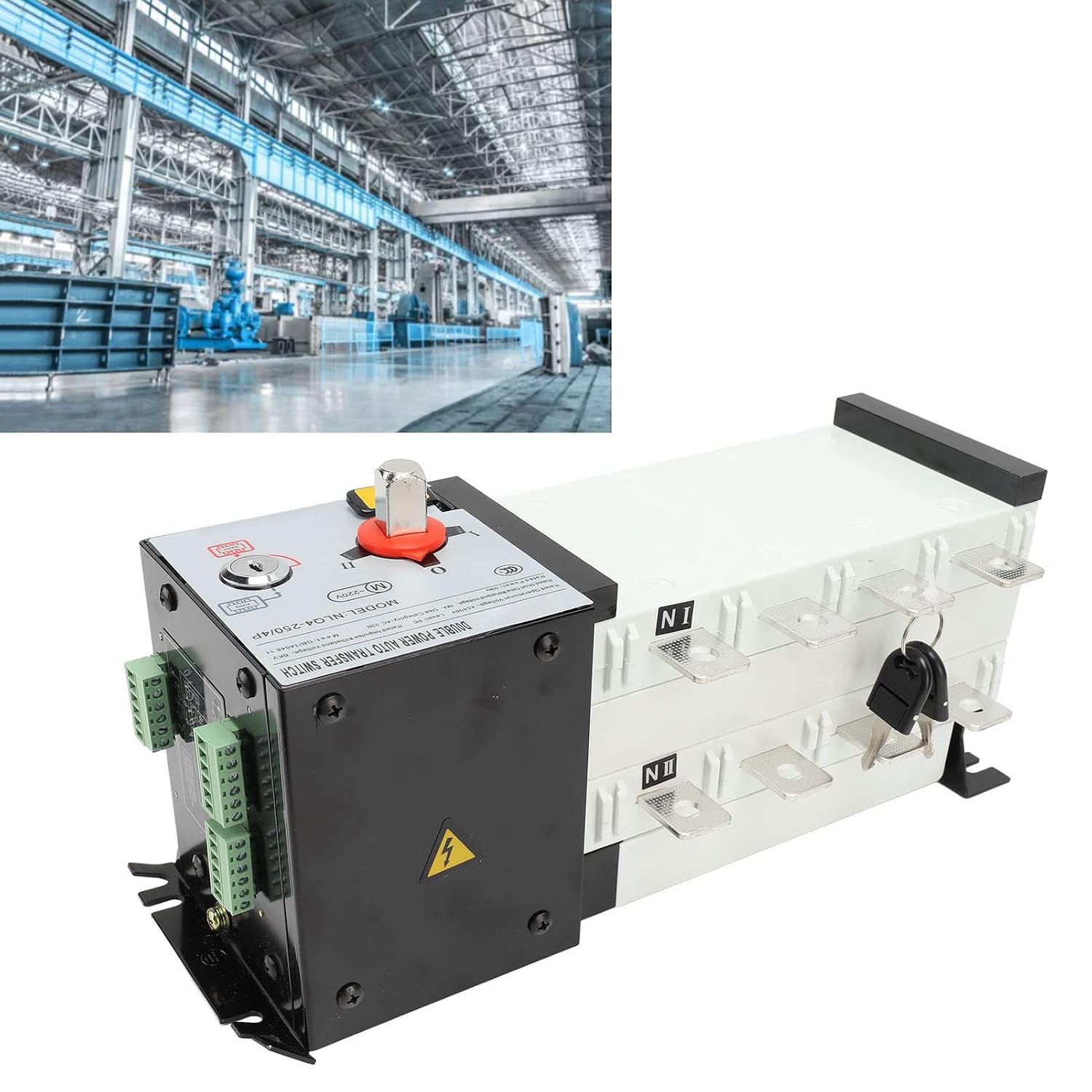 Dual Power Automatic Transfer Switch AC400V 2 in 1 Out Isolated Power Transfer Switch for Generator (200A)