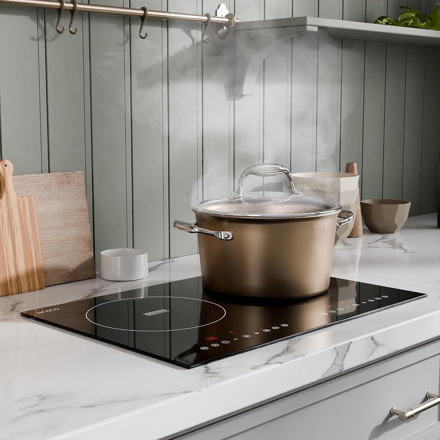 20 in. Induction Cooktop in Black with Child Safety Lock, Auto Switch Off, and 2 Zones