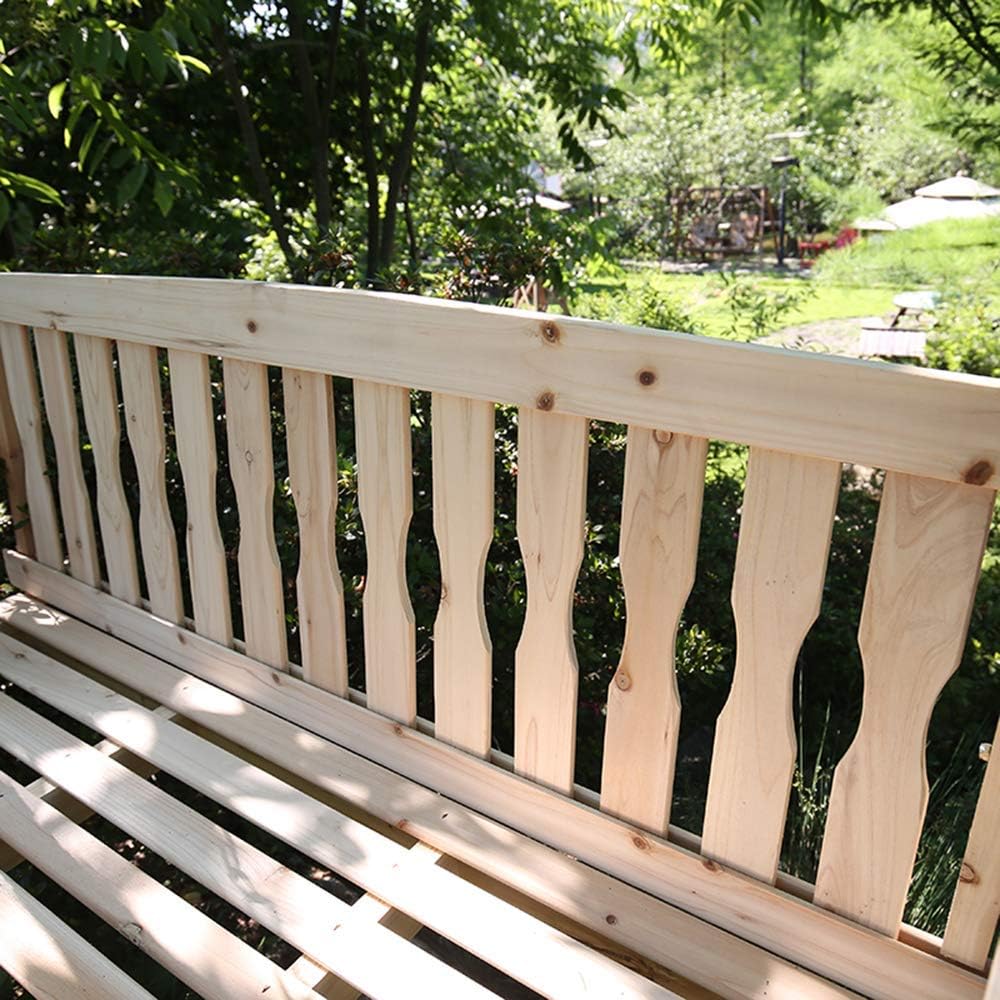 Garden Bench Seat 48-inch Wooden Porch Swing Bench with Metal Chain, with armrests and backrest Solid Wood Leisure Rocking Chair Swing Hanging Chair, Anticorrosive Hanging Bench for Outdoor