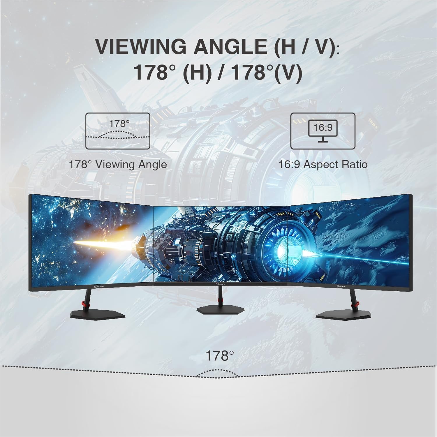 ArcticPro 27inch Gaming Monitor QHD 2560*1440p, 210Hz, 2K, IPS Panel, 1ms Response Time, Adaptive sync, PC Computer Monitor, 3-Sided Frameless, Ultra Slim, 130% sRGB, Bluelight Filter, HDMI *2, DP*2