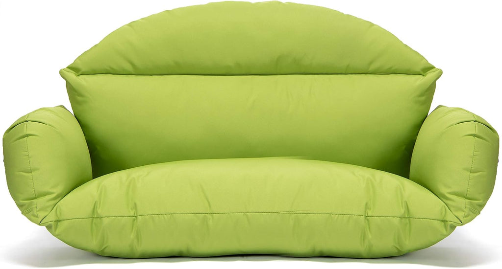 LeisureMod 2 Person Hanging Swing Chair Cushion - Light Green, Breathable Cotton, Weather-Resistant, Machine Washable, Zipper Cover