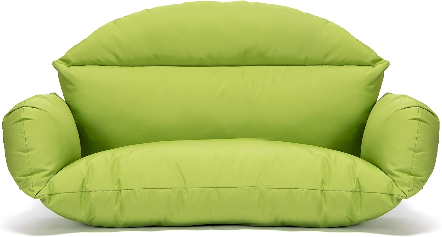 LeisureMod 2 Person Hanging Swing Chair Cushion - Light Green, Breathable Cotton, Weather-Resistant, Machine Washable, Zipper Cover
