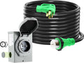 Gisafai 50 Amp 25FT Generator Cord and Pre Drilled Power Inlet Box Compatible with NEMA 14-50P to SS2-50R 125/250V Locking Connector with SS2-50P Generator Inlet Box to House, ETL Listed