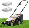 Litheli 13 Inch Electric Lawn Mower Cordless,Grass Cutter Machine for 2600 Sq.Ft. Lawnmower, 8 Gallon Capacity, Cutting Height from 1 to 2.5 in, Includes 2X4.0 Ah Battery.
