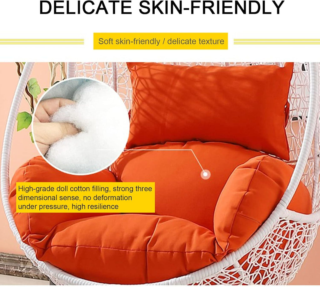 Hanging Egg Chair Cushion, Waterproof Outdoor Single Seat Swing Egg Chair Cushion with Zipper for Garden Outdoor Indoor Patio (Only Cushion),White,120x90cm