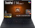 Lenovo ThinkPad E14 Gen 7 14' FHD+ Display, AMD Ryzen 7 250 (Beats Core 7 240H), 16GB DDR5 RAM, 512GB SSD PCIe, Backlit KB, WiFi 6E + BT, RJ-45, FHD Webcam, Windows 11 Pro, AI Business Laptop - Black