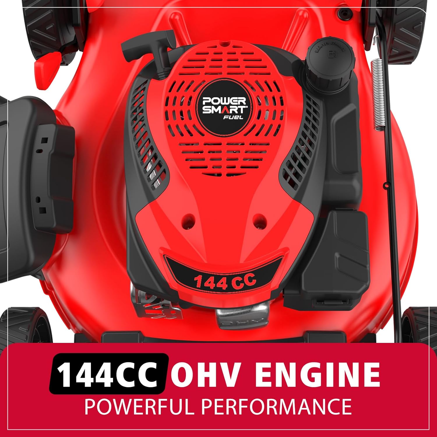 PowerSmart EasyCut 21-Inch Gas Lawn Mower, 144cc 4-Stroke OHV Engine, 2-in-1 Push Mower with Mulching & Side-Discharge