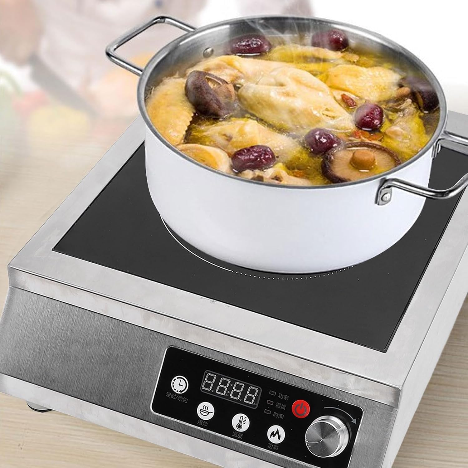 Portable Induction Cooktop,3500W Countertop Burner Induction Hot Plate Induction Cooker Electric Cooking Cooktop with Angle Control Panel for Kitchen Cooking (01)