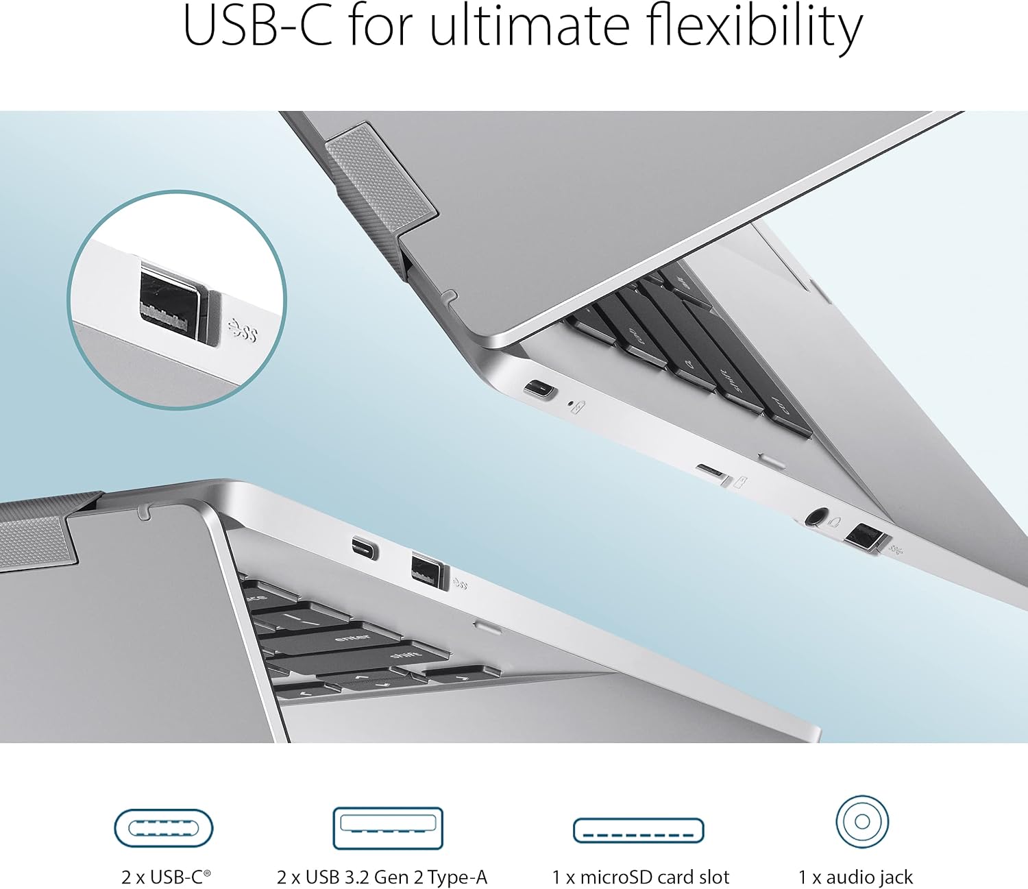 ASUS Chromebook CX1, 14' FHD, Intel® Celeron N4500 Processor, 64GB Storage, 4GB RAM, ChromeOS, Transparent Silver, CX1400CKA-AS44F