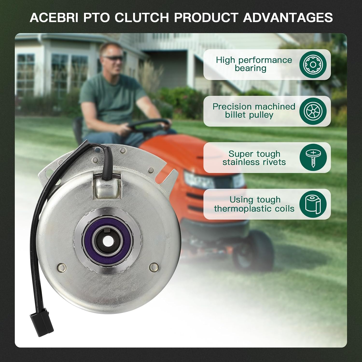 ACEBRI electric clutch for John Deere: GY20108,GY20652,GY20878,GY21340 clutch,for John Deere 145, D140, D150, D155, D160, D170, L120, L130, LA130, LA140, LA145, LA150, LA155, LA165, LA175 pto clutch