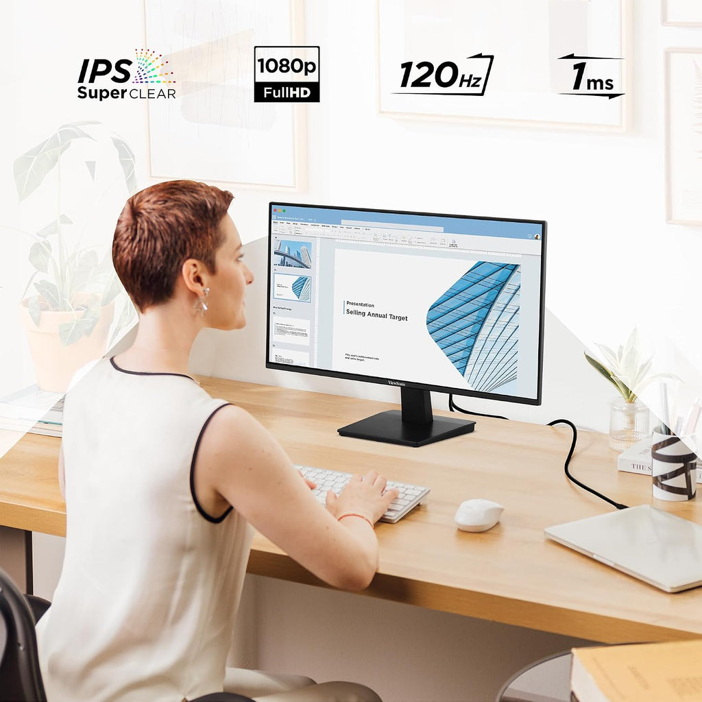 ViewSonic VA2748-MH 27 Inch 1080p Monitor, IPS Display with 120Hz for Immersive Home and Office Viewing, Variable Refresh Rate, HDMI, and VGA Inputs