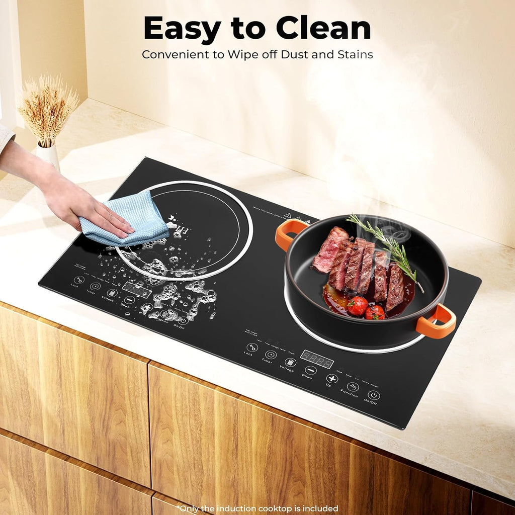 Portable Induction Cooktop Countertop, Electric Stove 2 Burner Hot Plate Built-in Double Burner Cooktop, Electric Hot Plates Cooktops for all Pans