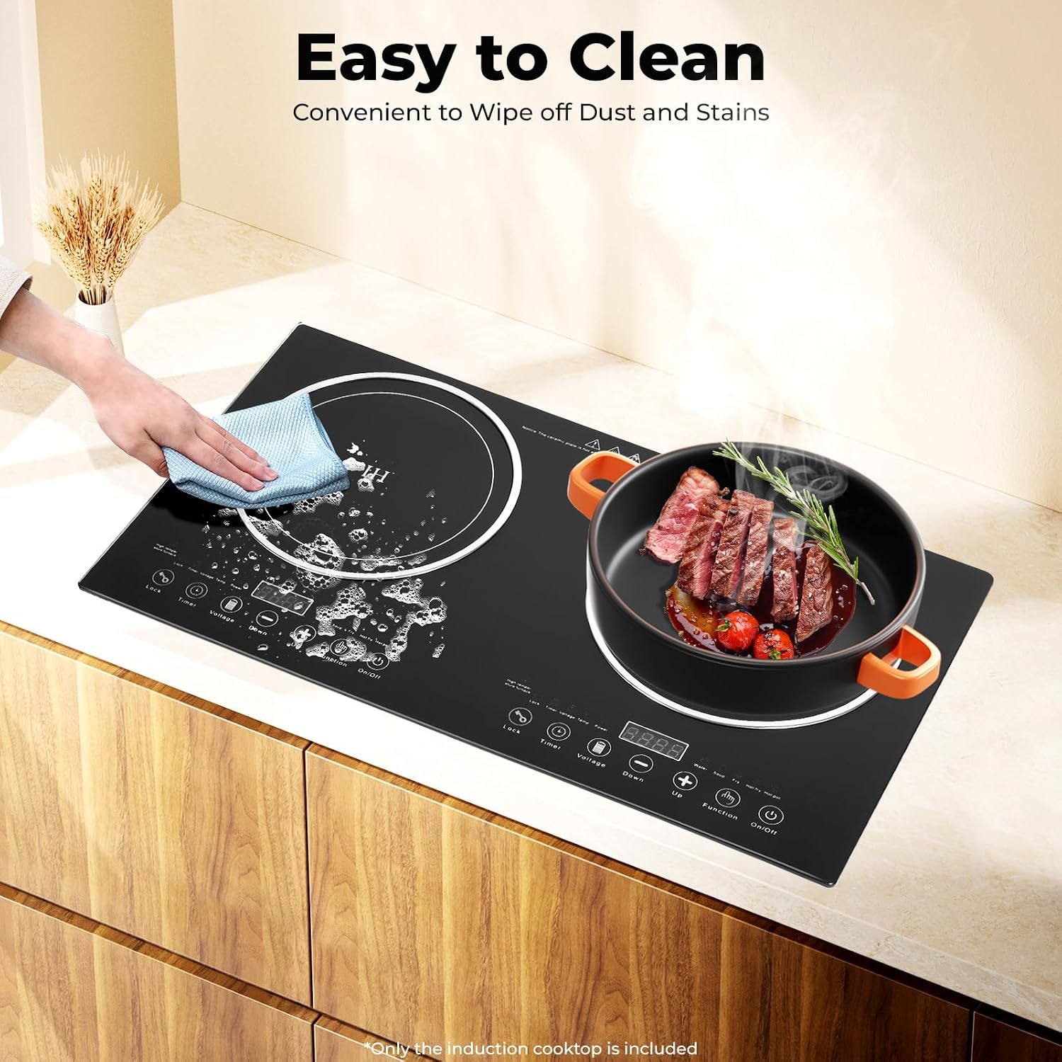 Portable Induction Cooktop Countertop, Electric Stove 2 Burner Hot Plate Built-in Double Burner Cooktop, Electric Hot Plates Cooktops for all Pans