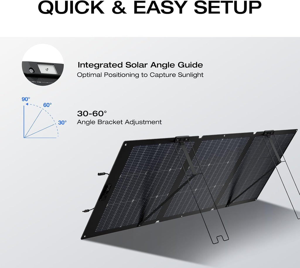 EF ECOFLOW 160 Watt Portable Solar Panel for Power Station, Foldable Solar Charger with Adjustable Kickstand, Waterproof IP68 for Outdoor Camping RV Off Grid System