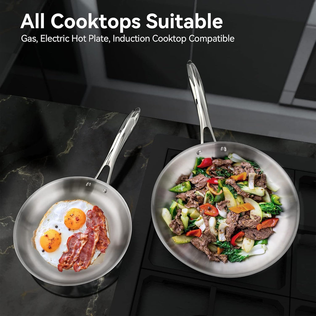 Duxtop Whole-Clad Tri-Ply Stainless Steel Cookware Set, 10PC & Portable Countertop Burner Induction Hot Plate with LCD Sensor Touch, 1800 Watts, Silver