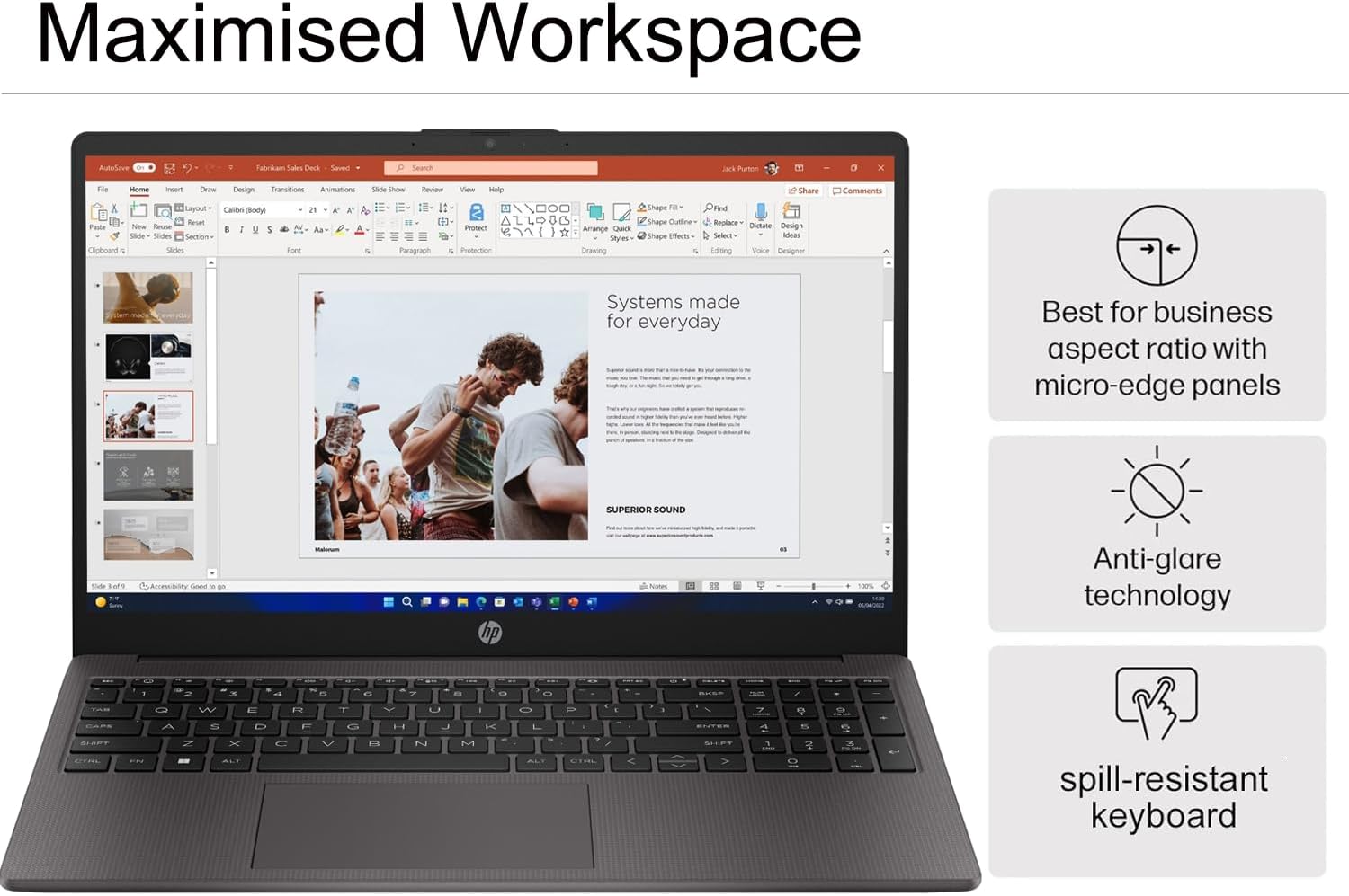 HP 255 G10 Business Laptop (15.6' FHD Anti-glare, AMD Ryzen 7 7730U (> Intel i7-1355U) 32GB RAM, 1TB SSD) for Home, Student, Military Grade, Webcam w/Shutter, Numeric Keypad, Wi-Fi 6, Win 11 Pro