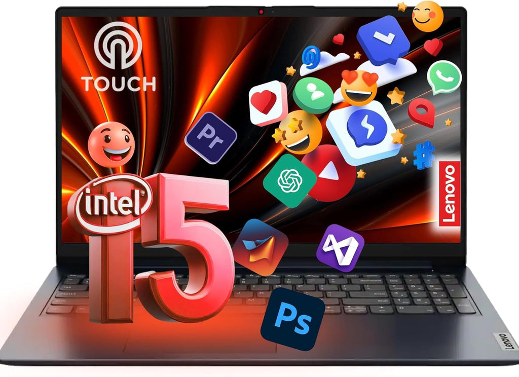 Lenovo IdeaPad 15.6' FHD Touchscreen Business Laptop with Lifetime Web Office 365 - Intel 13th 10-Core i5 (Outperforms i7-1255U) - 16GB RAM, 512GB SSD - WiFi 6, 10HR Battery, 720p Camera
