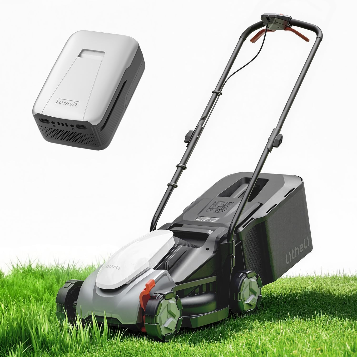 Litheli Lawn Mower Cordless 13 Inch, 5 Heights Adjustment, U20 Series 20V Electric Lawn Mowers for Garden, Yard and Farm, Light-Weight with Brushless Motor, （2 x 4.0Ah Battery Included）