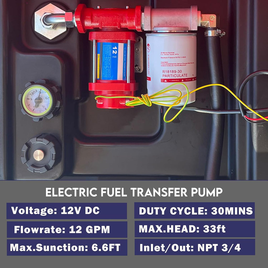 40 Gallon Fuel Transfer Tank with Detachable Wheels for Cars, Motorcycles & Boats, Holds Gasoline & Diesel, 12GPM 12V DC Fuel Transfer Pump & Manual Fueling Nozzle for Lawn Mowers & Snowblowers