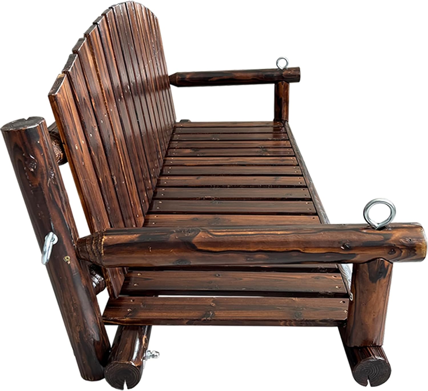 5FT Rustic Log Wooden Porch Swing, Heavy-Duty 900 LBS, Outdoor Hanging Bench for Patio, Garden, Yard – Solid Fir Wood, Handcrafted, Weather-Resistant Finish (Rustic, 5-feet)