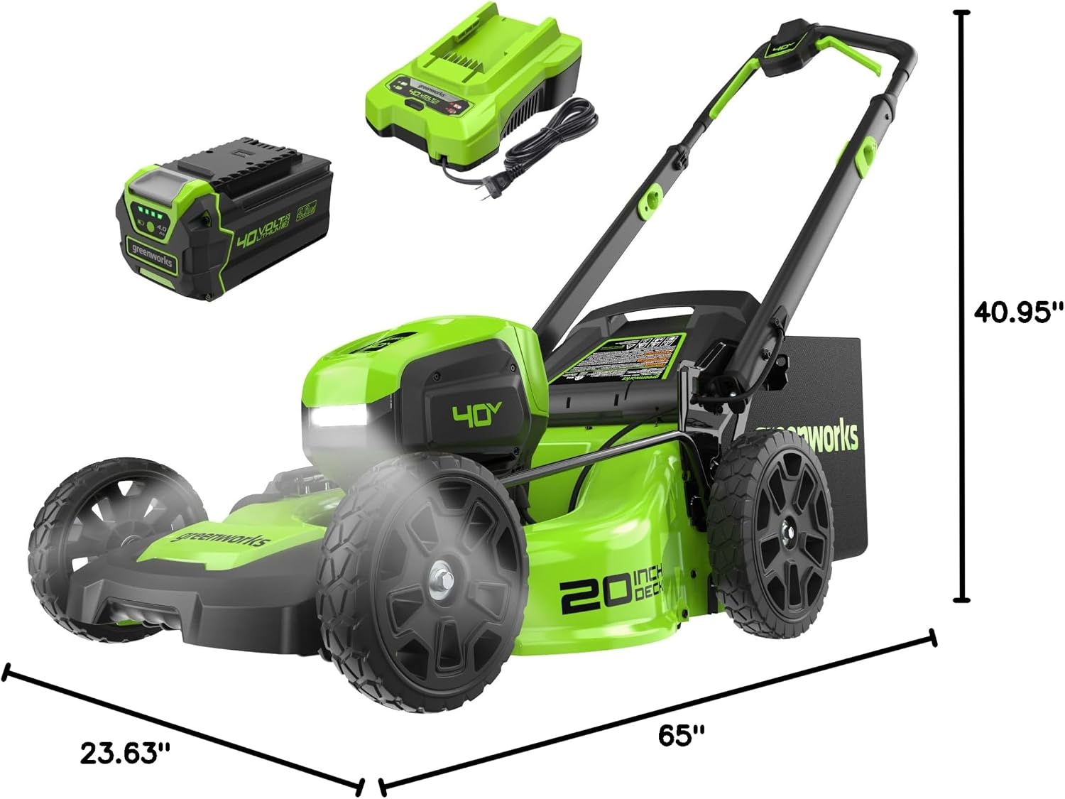 Greenworks 40V 20' Brushless Cordless Lawn Mower with 4.0Ah Battery & Charger(75+ Tool Compatibility)