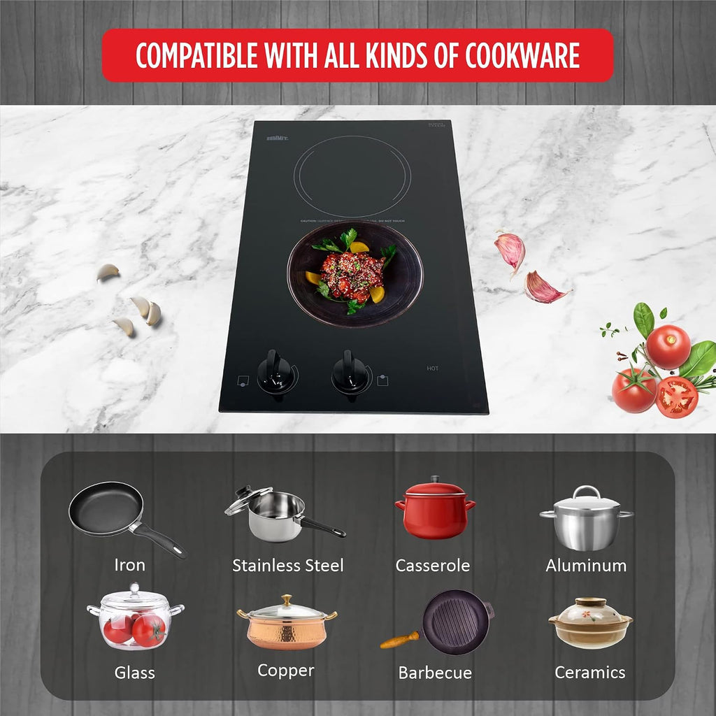 Summit 12' 2 Burner Electric Cooktop 115 Volt Radiant Cooktop, ADA Compliant, Black- CR2110B