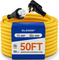 ELEGRP 50 Amp RV/Generator Extension Cord, 50FT NEMA 14-50P to SS2-50R Twist Lock, 6/3+8/1 Gauge STW, Heavy Duty 50A RV Power Cord for Camper/Generator/House, UL Standard Compliant, 3-Year Support