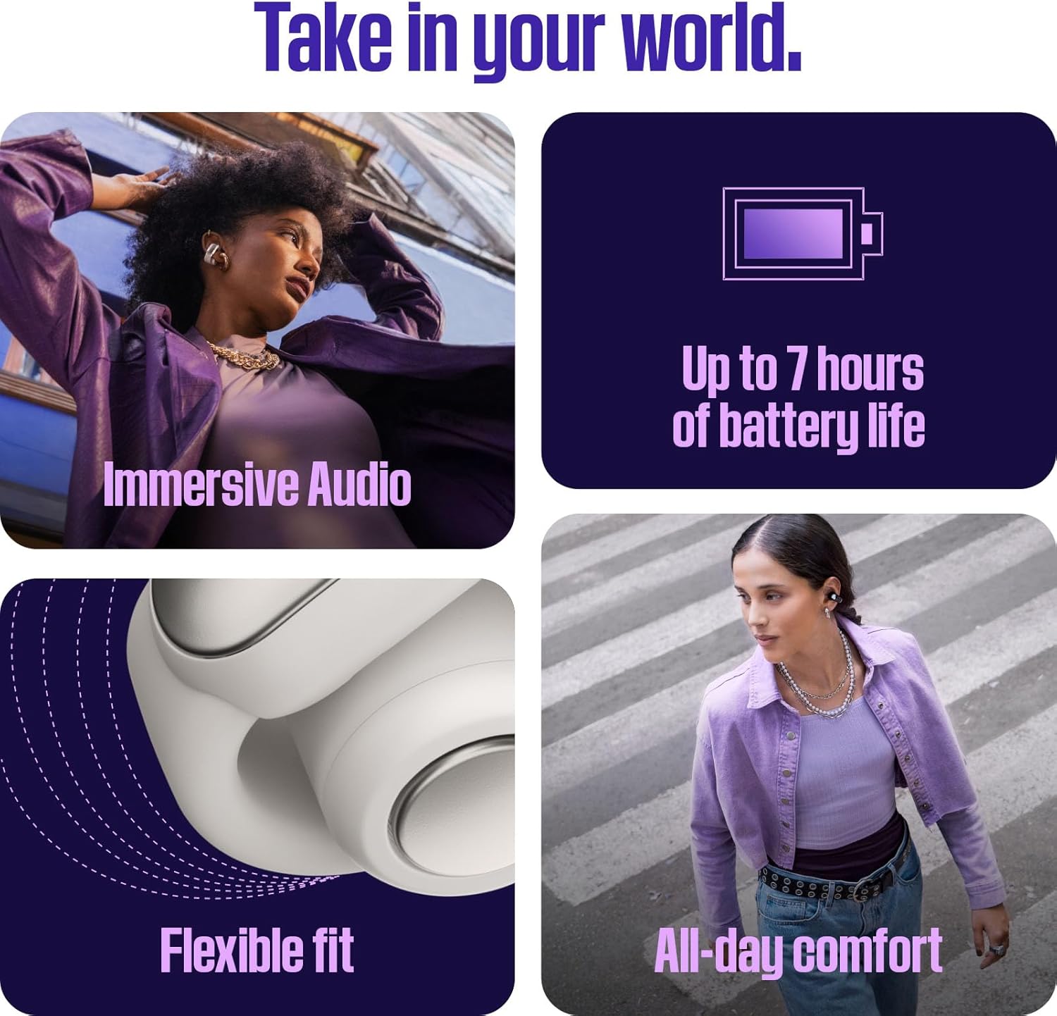 Bose Ultra Open Earbuds - Bluetooth Open Ear Earbuds with OpenAudio for Awareness, Clip-On Design for Comfort, Water Resistant, Up to 48 Hrs of Playtime, Sunset Iridescent - Limited Edition Color