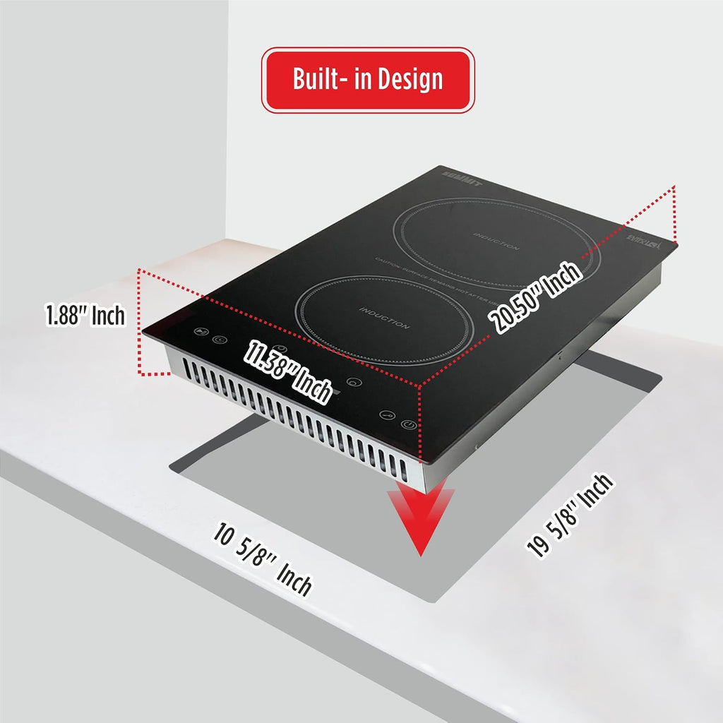 Summit 12' Induction Cooktop, 2 Cooking Zones, 115V Electric Cooktop, ADA Compliant Design, Black- SINC2B115