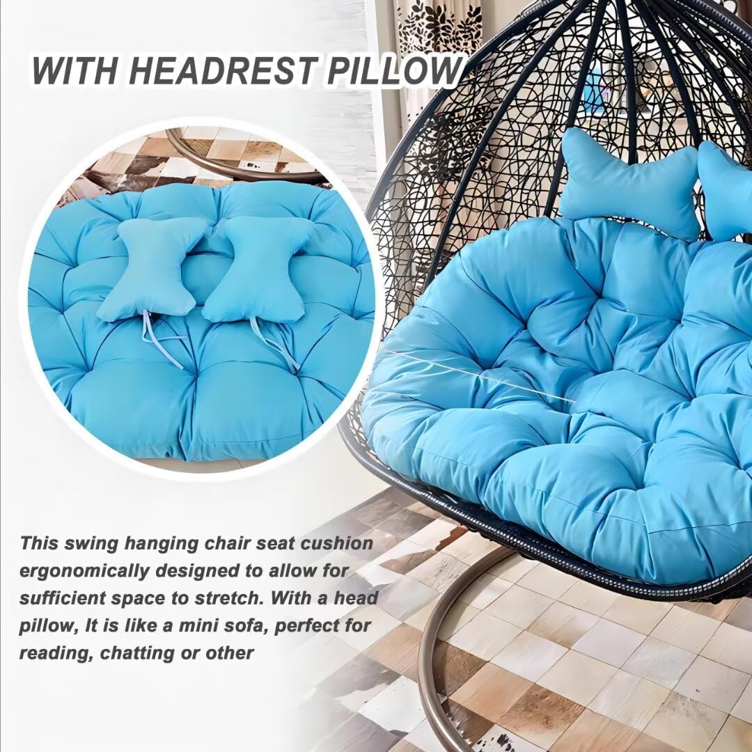 2 Seater Egg Chair Swing Cushion Outdoor, Washable Hanging Egg Chair Cushions Replacement, Large Single Chair Pads Nest Shaped Seat Cushions, Thick Soft Solid Color Chair Back Pillow