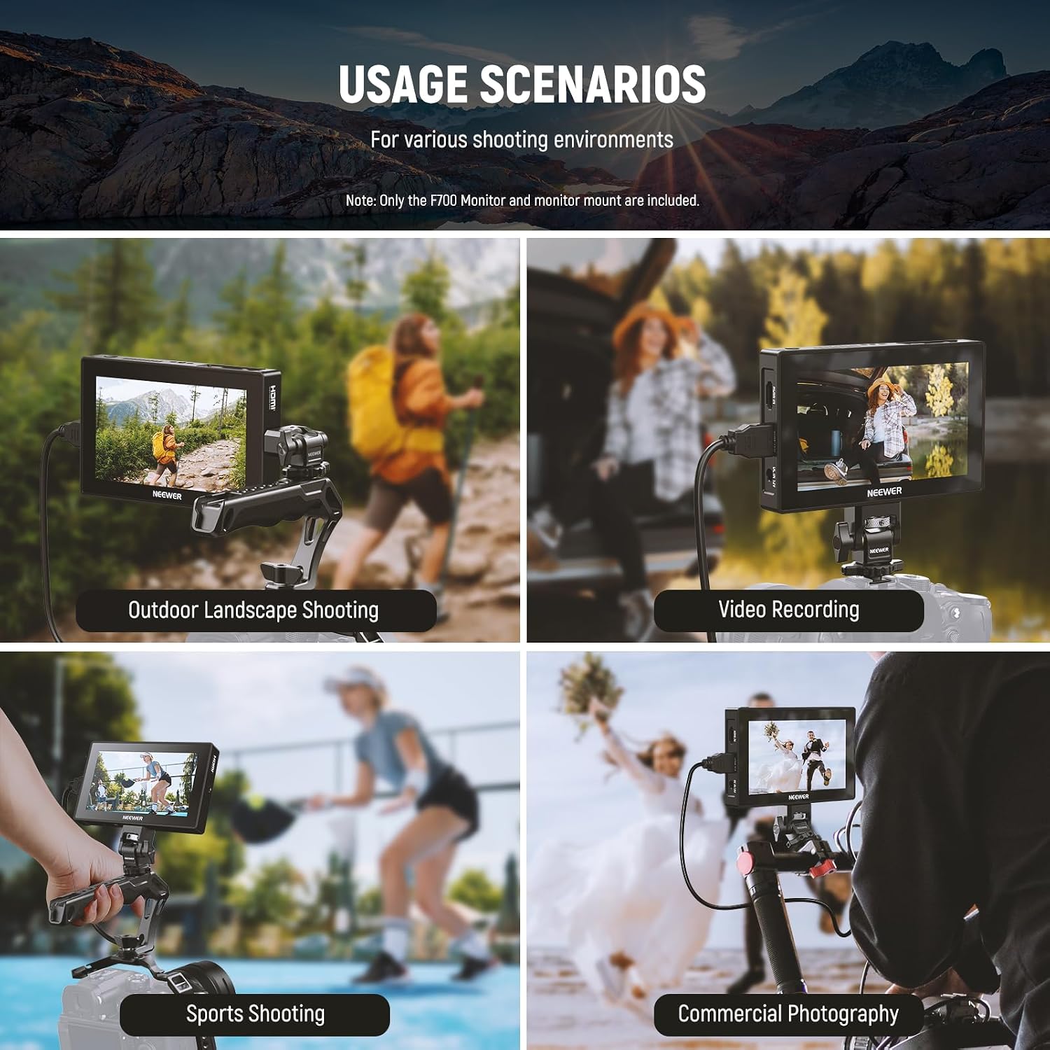 NEEWER 5.5' Camera Field Monitor, 2000nit HD 1920x1080 IPS Touch Screen, 4K HDMI Loop in/Out with 3D LUT Peak Focus DSLR Video Assist HDR Waveform, 5200mAh F750 Battery, DC7-24V/Type C 5V In, F500 PRO