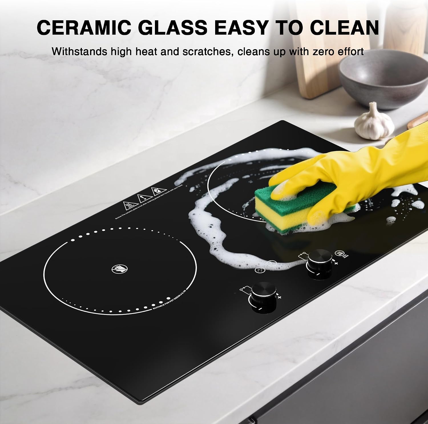 Electric Cooktop, 4000W Countertop Electric Stove Top with 9 Power Settings, Keep Warm Mode - Cooktop Burner for Apartment, Dorm & Small Kitchen