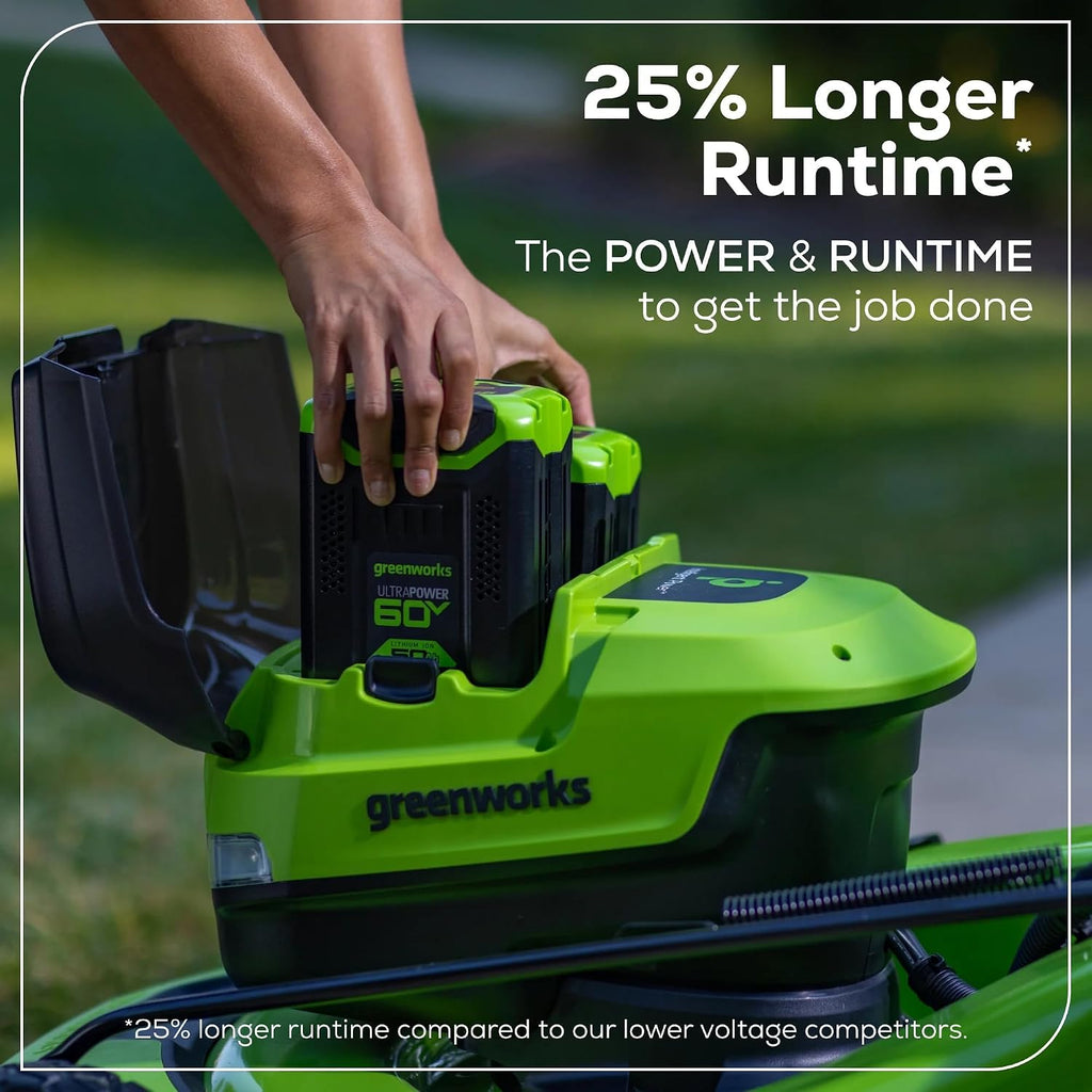 Greenworks 60V 21' Dual-Blade Self-Propelled Lawn Mower with (2) 5.0 Ah Batteries & Rapid Charger