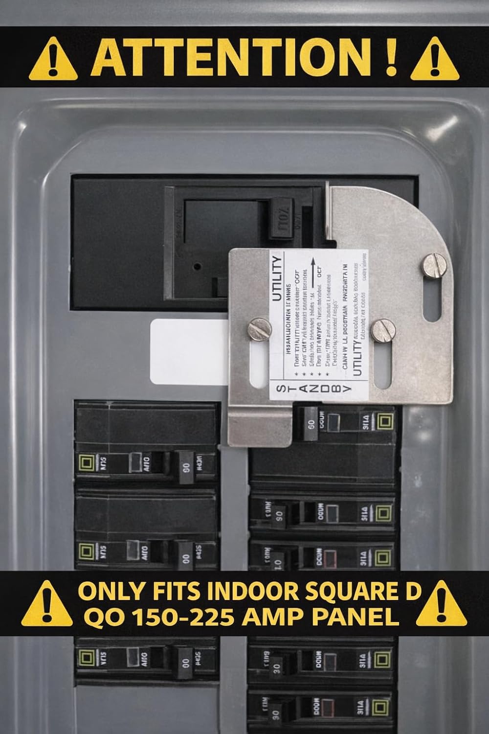 50 Amp Generator Hook-up Kit for Square D 150/200/225 Amp Load Center, 25 Ft Power Cord, Power Inlet Box, Interlock Kit (for Indoor QO Panel)