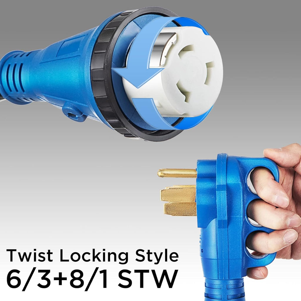 50 Amp Generator Cord and Power Inlet Box, 50 Amp Generator Cords 30 FT,125V/250V Generator Power Cord NEMA14-50P/SS2-50R Twist Lock Connector