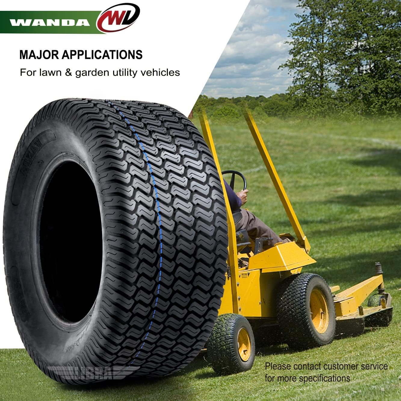 WANDA Set 4 Lawn Mower Turf Tires 15x6-6 Front & 18x8.5-8 Rear /4PR -13016/13028