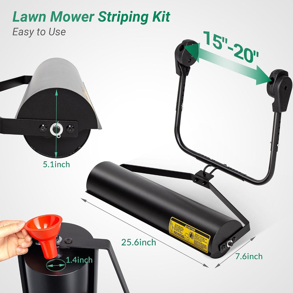 Suchtale Lawn Striping Kit for Push Mowers, Heavy-Duty Stainless Steel Roller, Universal DIY Lawn Striper with Large Easy-Fill Sand Port & Funnel, Adjustable Design, Fits Gas or Electric Lawn Mowers