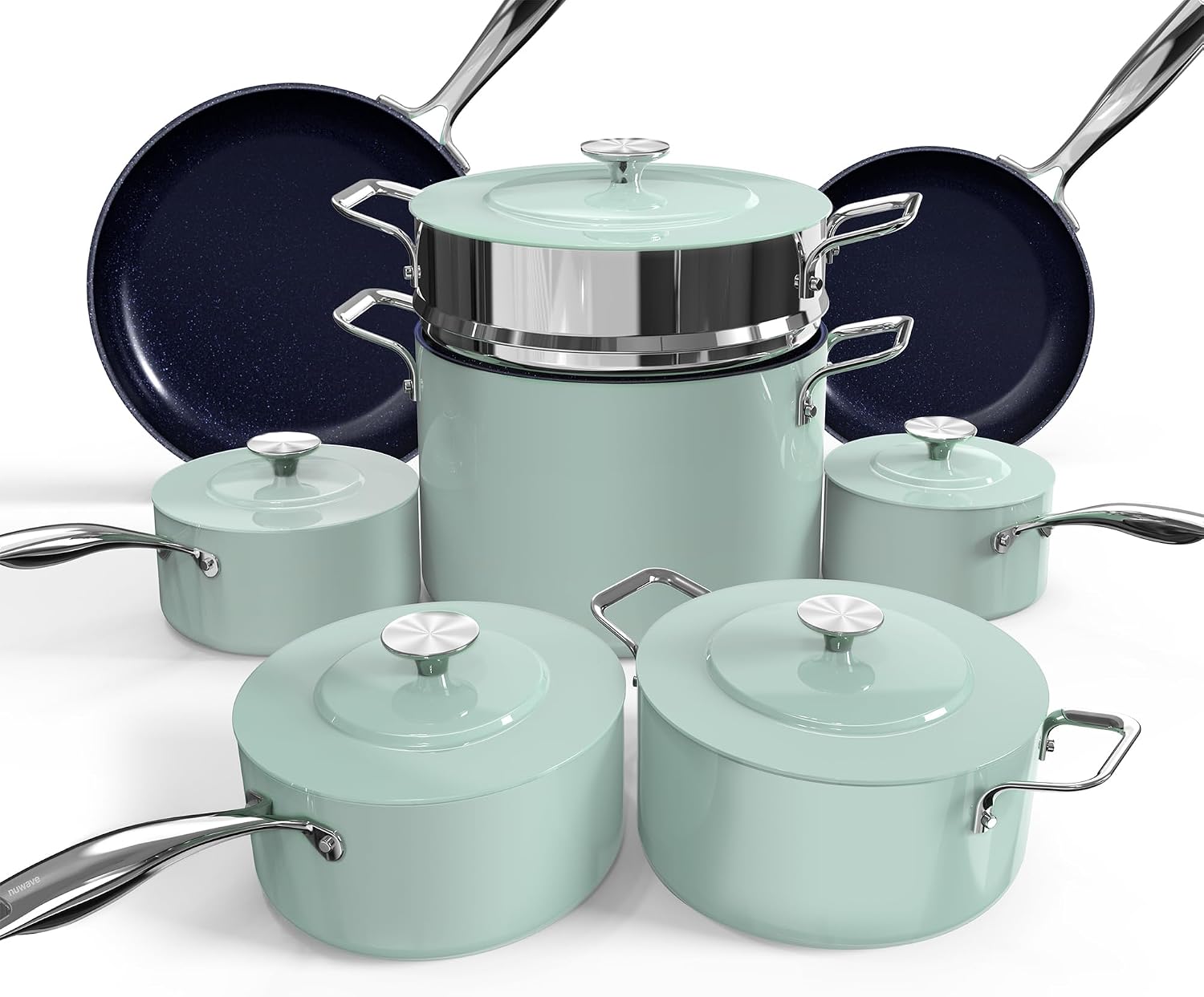 Nuwave Lux 13pc Forged Lightweight Cookware Set PFAS Free, Healthy G10 Duralon Ceramic Coating, Ultra Non-Stick, Stay-Cool Handles, Works on All Cooktops & Induction Ready