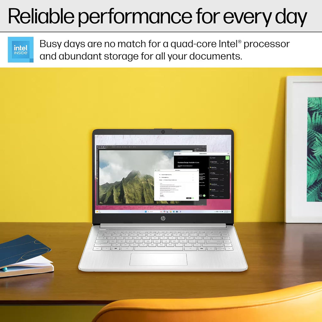HP Ultrabook 14 Laptop Computer Business Study & Home 2025, Lifetime MS Office + Windows 11 Pro, Quad-Core Intel CPU, 8GB RAM & 628GB Storage (128GB UFS+500GB Ext), Wi-Fi 6, HubxcelAccessory, Silver