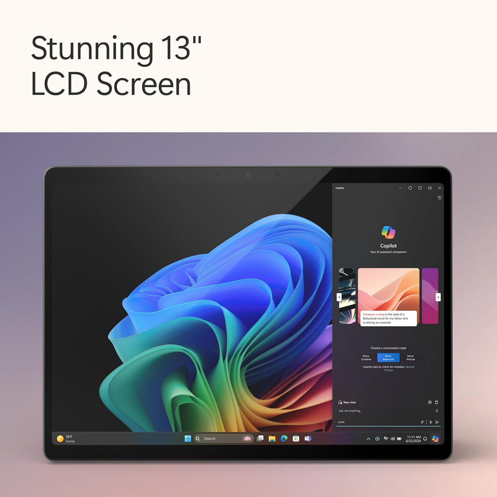Microsoft Surface Pro 2-in-1 Laptop/Tablet (2024), Windows 11 Copilot+ PC, 13' Touchscreen Display, Snapdragon X Plus (10 Core), 16GB RAM, 512GB Storage, Black